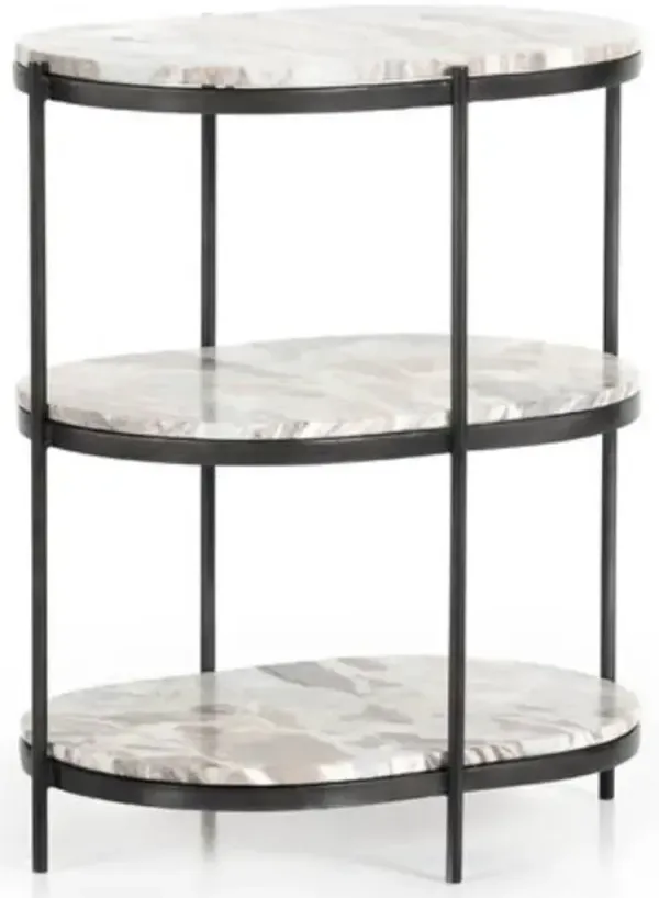Four Hands Felix Hammered Grey Oval Nightstand