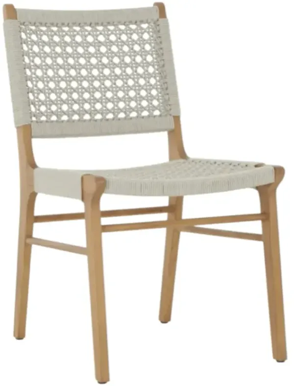 Four Hands Delmar Ivory/Natural Wooden Outdoor Dining Side Chair