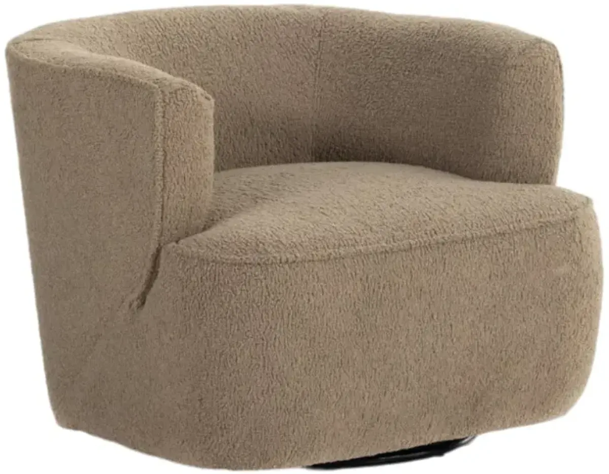 Four Hands Mila Sheepskin Camel Swivel Chair