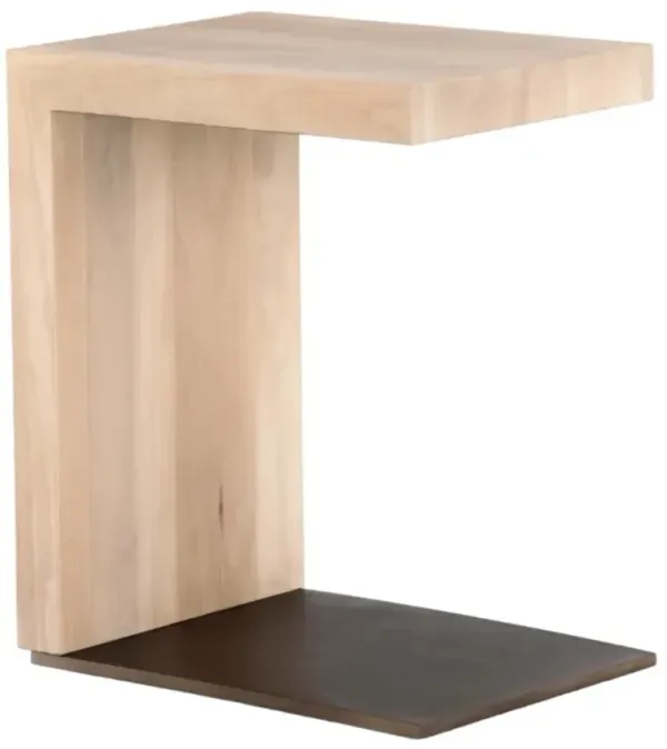 Four Hands Hudson Ashen Walnut C Table with Gunmetal Base