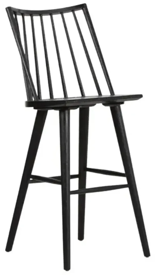 Four Hands Lewis Windsor Black Oak Bar Stool 