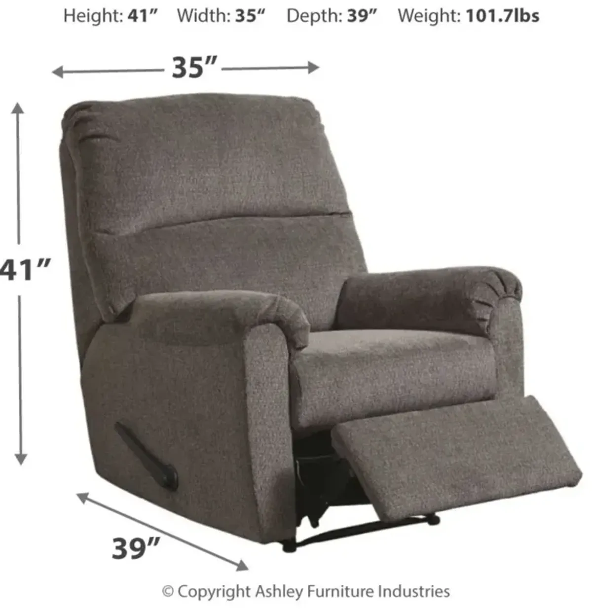 Signature Design by Ashley® Nerviano Gray Zero Wall Manual Recliner