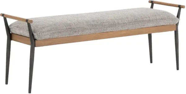 Four Hands Charlotte Carbon Black/Thames Raven Bench