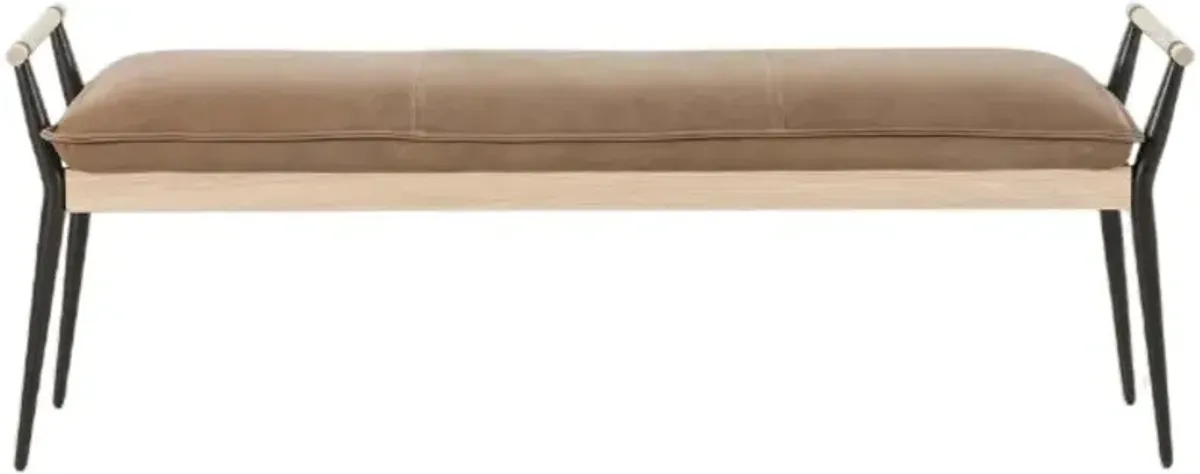 Four Hands Charlotte Carbon Black/Palermo Drift Bench