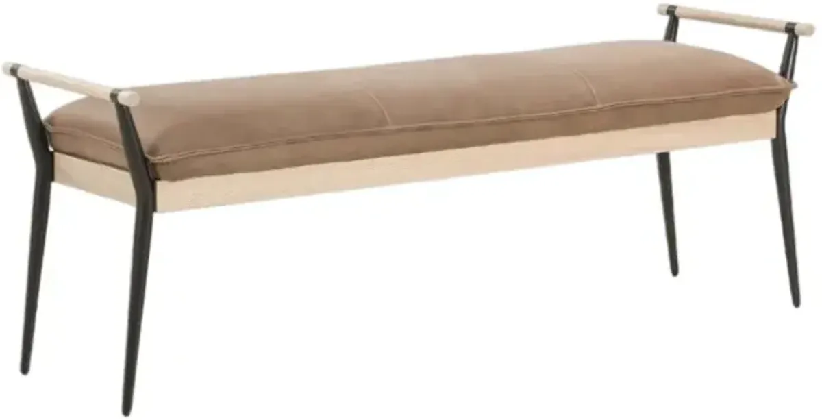 Four Hands Charlotte Carbon Black/Palermo Drift Bench