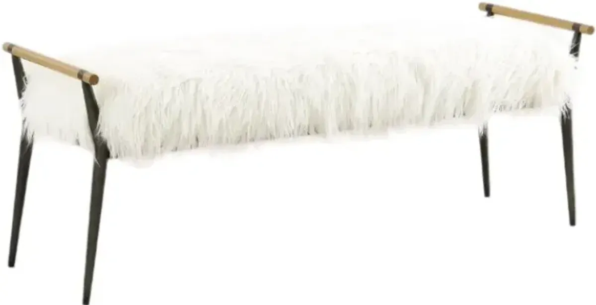 Four Hands Charlotte Carbon Black/Mongolian Cream Bench