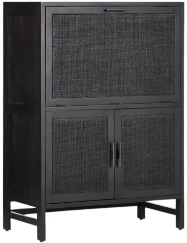 Four Hands Caprice Black Wash Bar Cabinet