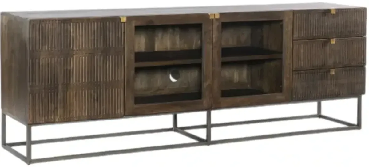 Four Hands Kelby Carved Vintage Brown Media Console