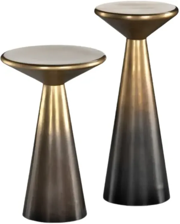 Four Hands Cameron 2-Piece Ombre Antique Brass Accent Table Set