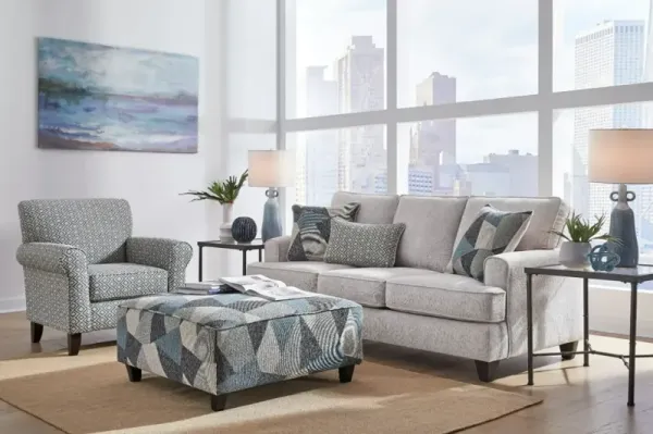 Fusion Furniture Arias Ash Terrazzo Mineral Gray Cocktail Ottoman