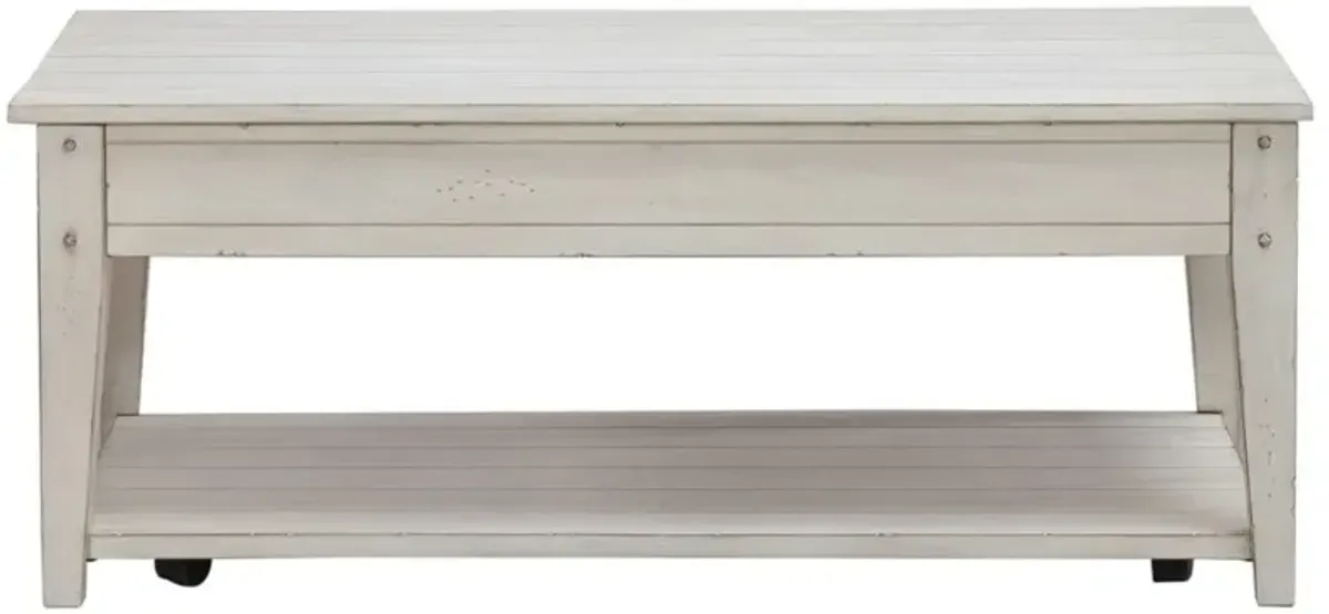 Liberty Furniture Lake House Weathered White Lift Top Cocktail Table