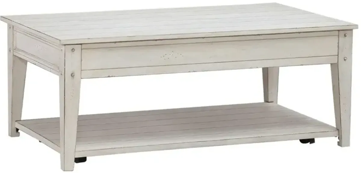 Liberty Furniture Lake House Weathered White Lift Top Cocktail Table