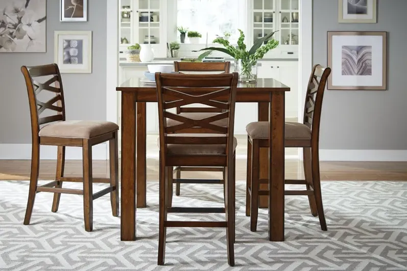 Standard Furniture Redondo Cherry Stain 5 Piece Counter Height Table Set