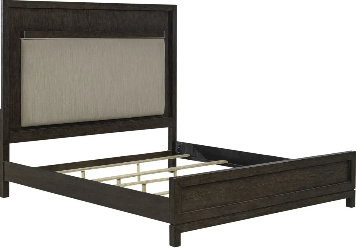 Liberty Modern Mix Coffee Bean King Upholstered Panel Bed