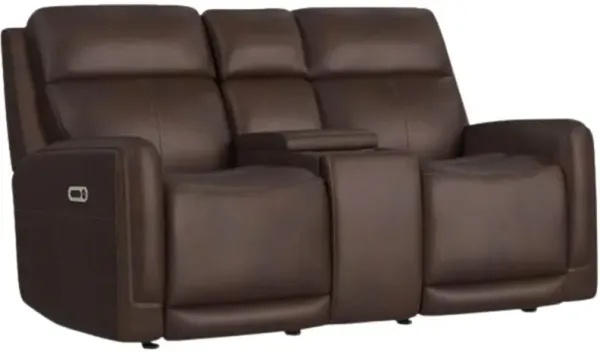 Flexsteel® Alister Burnt Umber Power Gliding Recliner Loveseat with Console