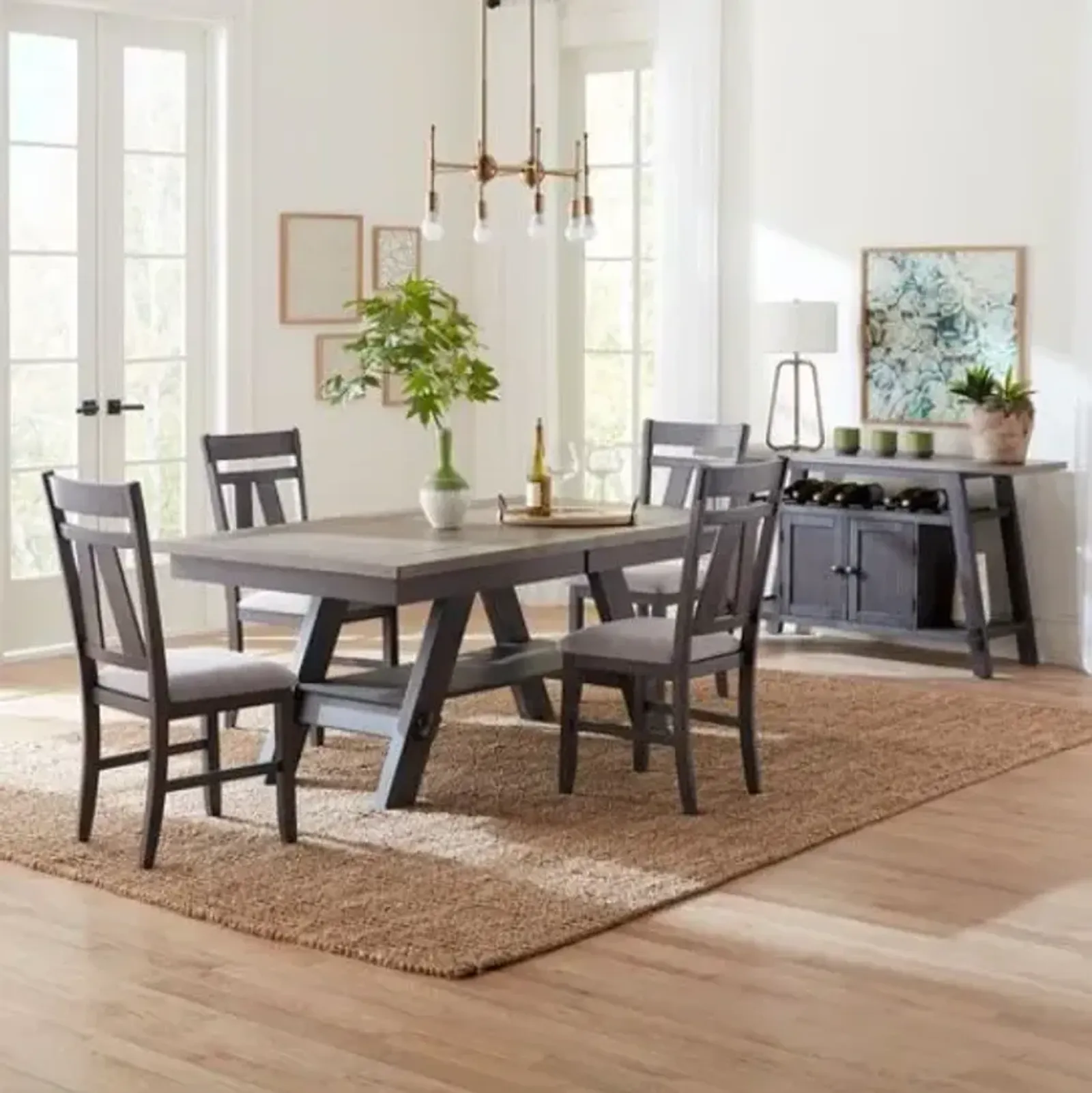 Liberty Furniture Lawson 5-Piece Slate/Weathered Gray Dining Table Set