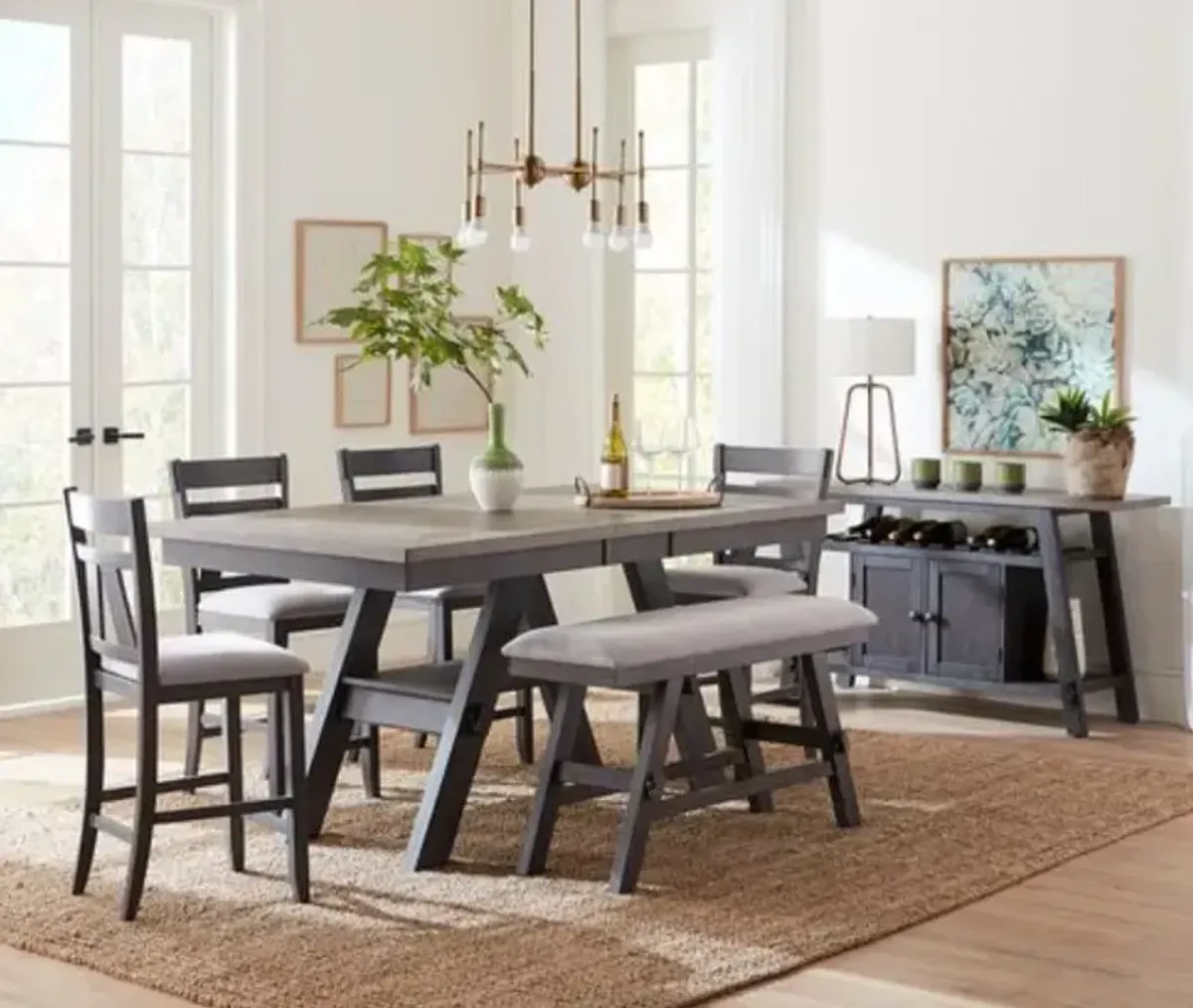 Liberty Furniture Lawson 6-Piece Slate/Weathered Gray Dining Set