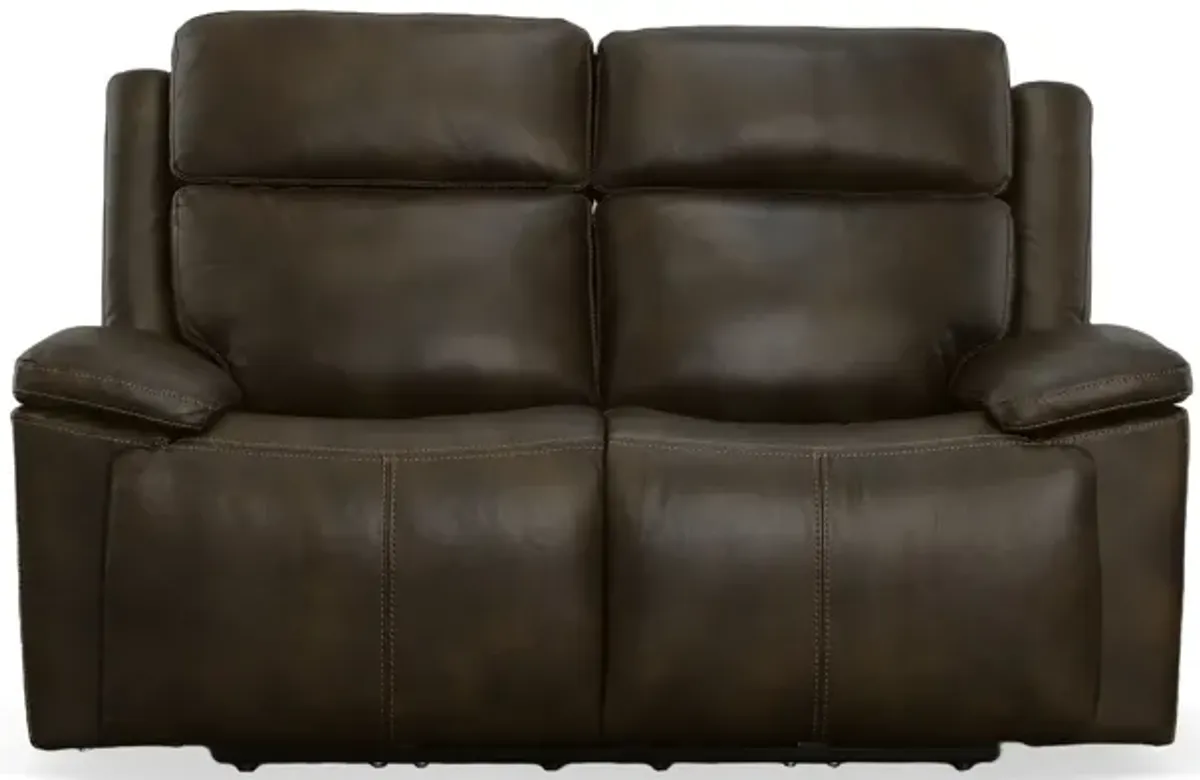 Flexsteel® Chance Dark Brown Power Reclining Loveseat with Power Headrests