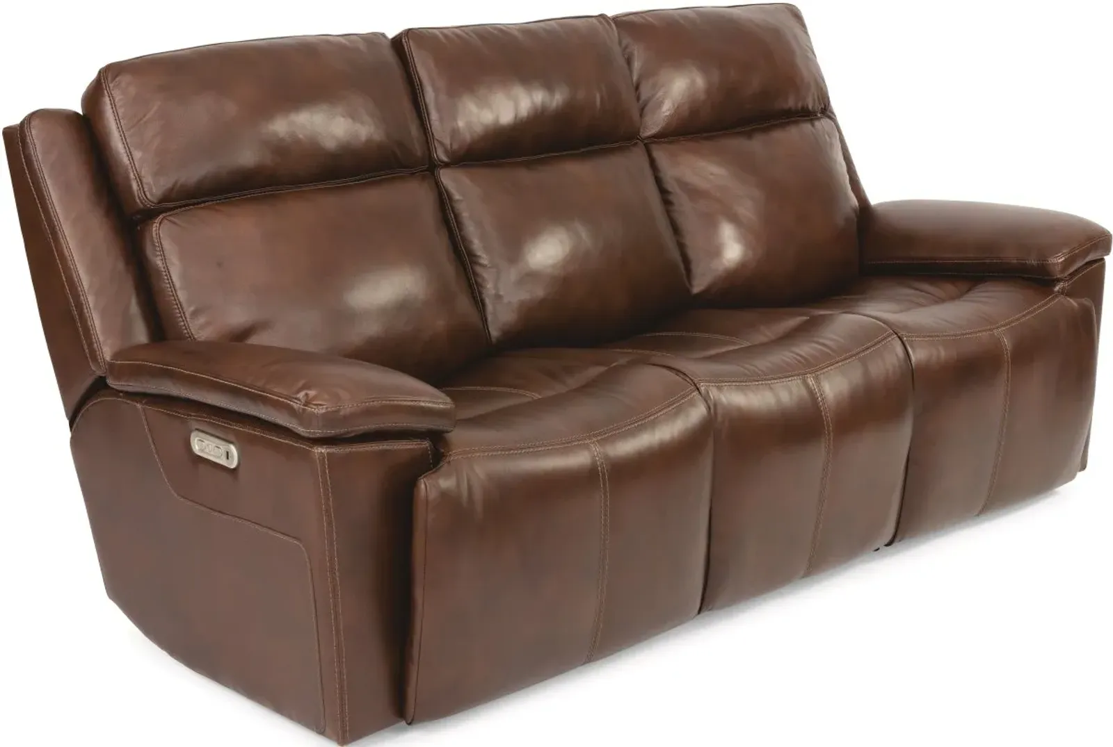 Flexsteel® Chance Brown Leather Power Gliding Sofa with Power Headrest