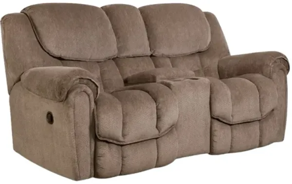 HomeStretch Del Mar Taupe Manual Rocking Reclining Loveseat with Console