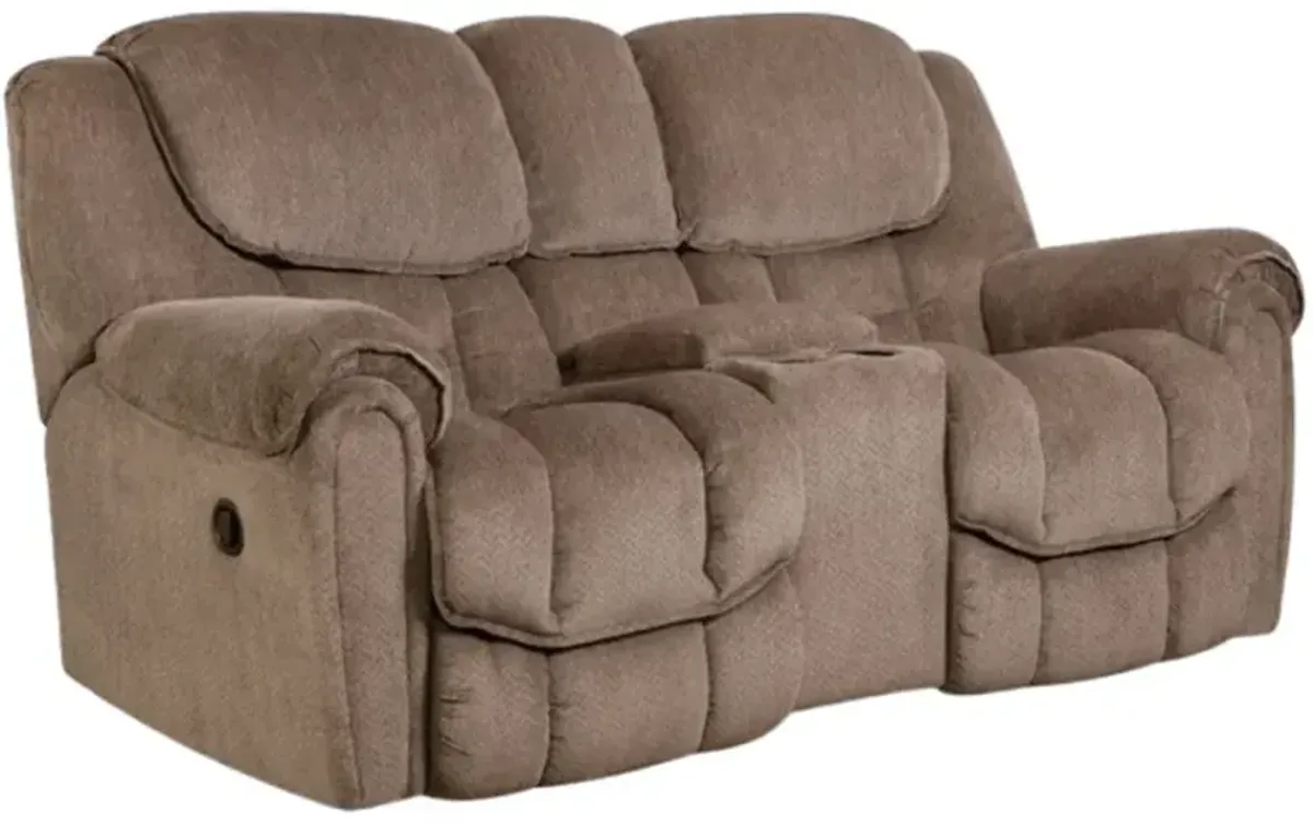HomeStretch Del Mar Taupe Power Reclining Loveseat with Console