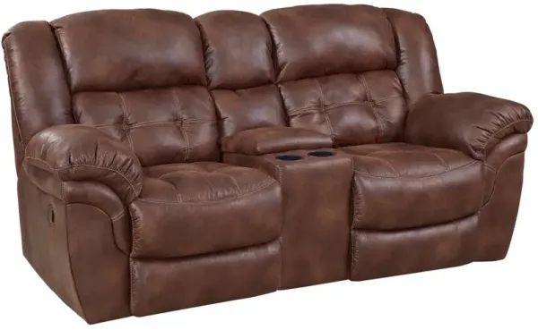 HomeStretch Frontier Espresso Manual Reclining Loveseat with Console