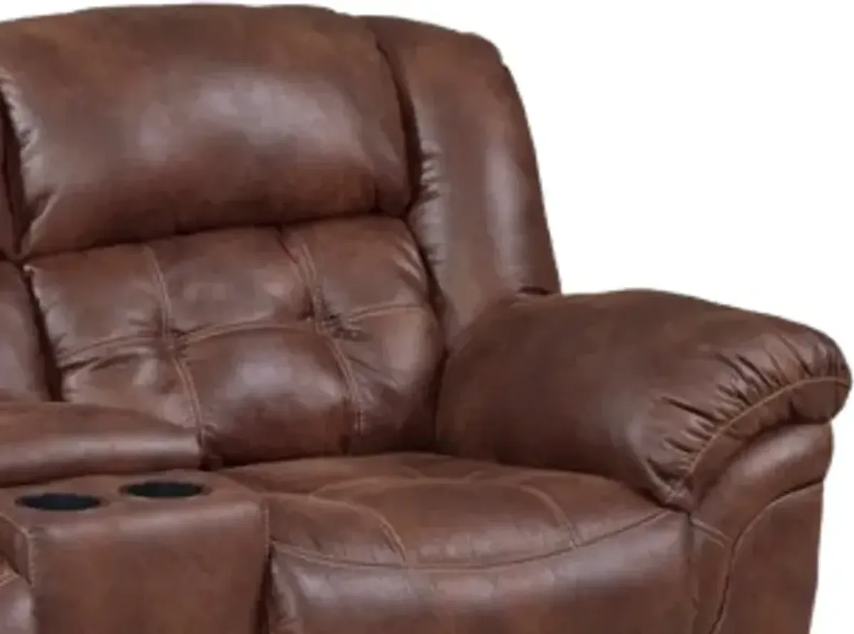 HomeStretch Frontier Espresso Power Reclining Loveseat with Console