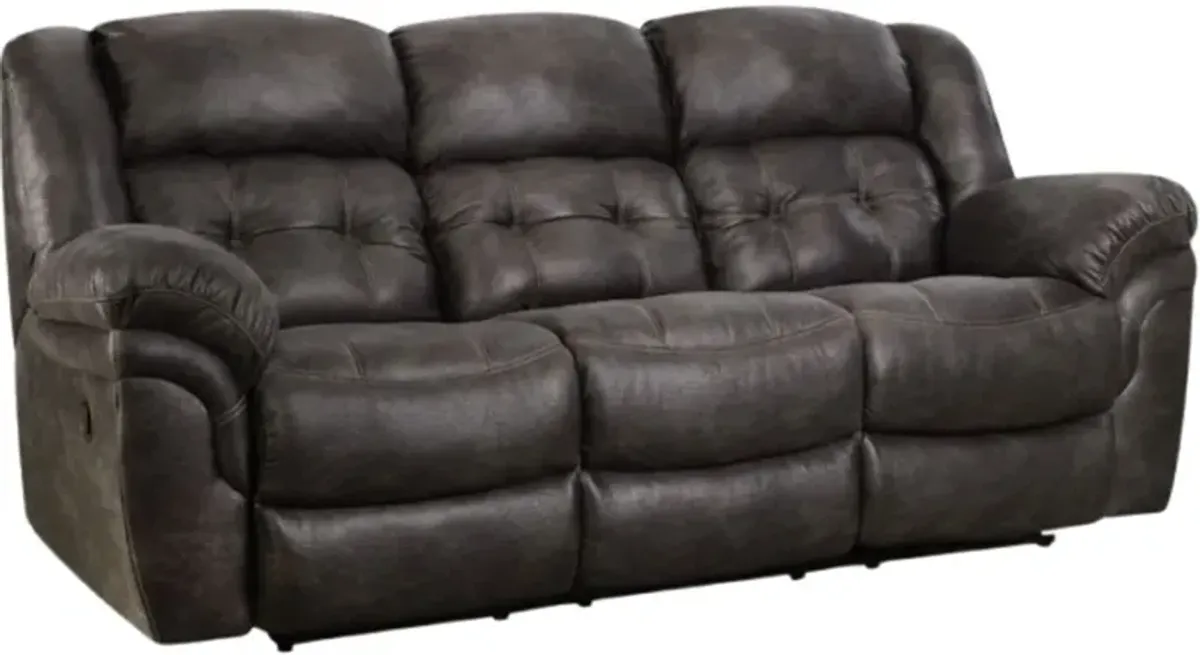 HomeStretch Frontier Charcoal Manual Double Reclining Sofa