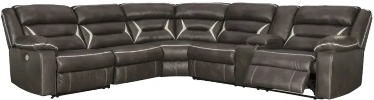 Signature Design by Ashley® Kincord 4-Piece Midnight Curved Power Reclining Sectional 