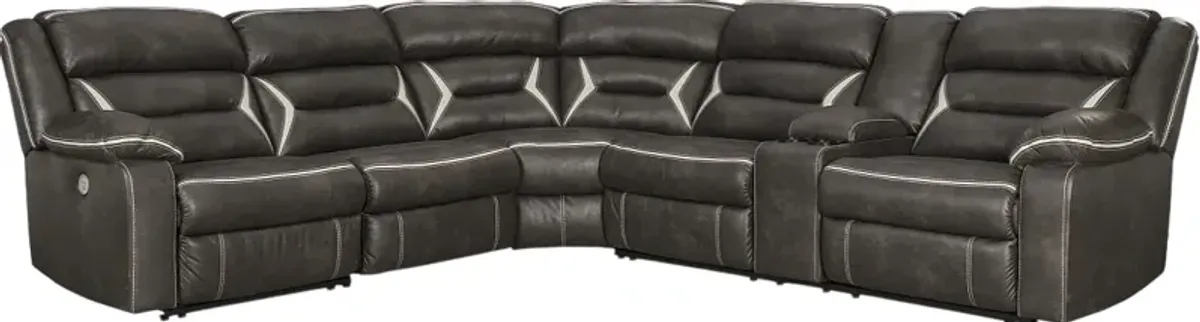 Signature Design by Ashley® Kincord 4-Piece Midnight Curved Power Reclining Sectional 