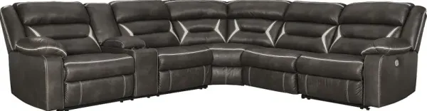 Signature Design by Ashley® Kincord 4-Piece 109" Midnight Curved Power Reclining Sectional 