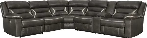 Signature Design by Ashley® Kincord 5-Piece Midnight Curved Power Reclining Sectional