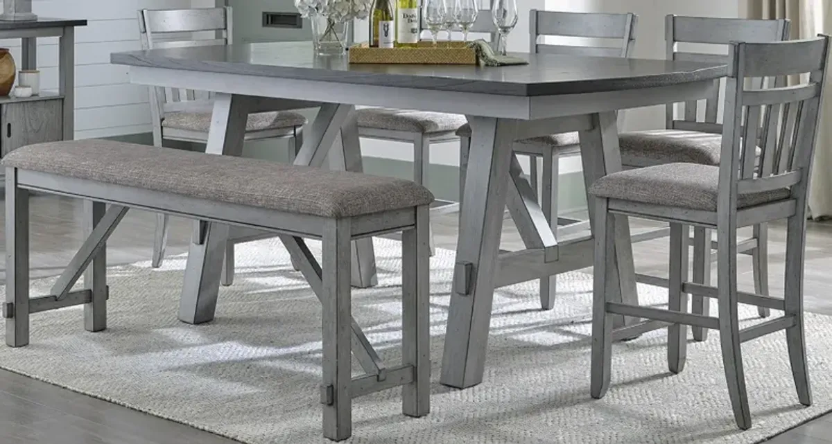 Liberty Furniture Newport 6-Piece Carbon Grey/Smokey Grey Gathering Table Set