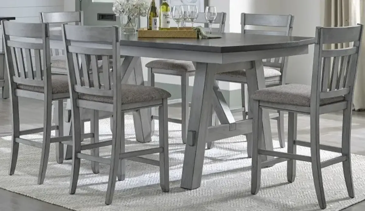 Liberty Furniture Newport 7-Piece Carbon Grey/Smokey Grey Gathering Table Set