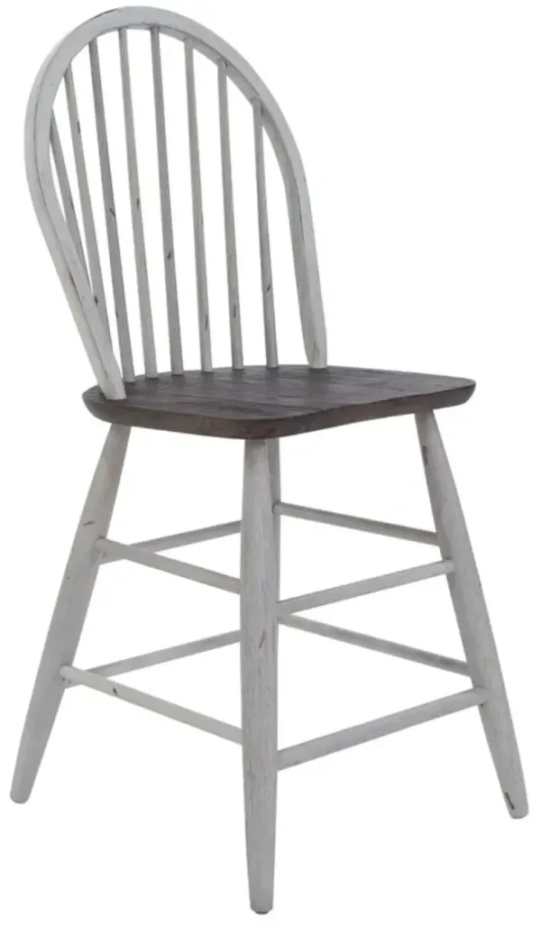 Liberty Furniture Farmhouse Two Tone White Windsor Back Counter Chair - Set of 2