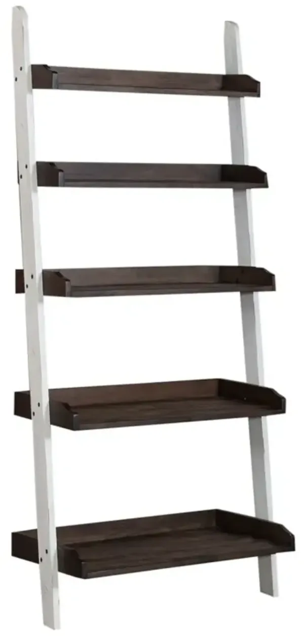 Liberty Furniture Farmhouse Two Tone Leaning Bookcase