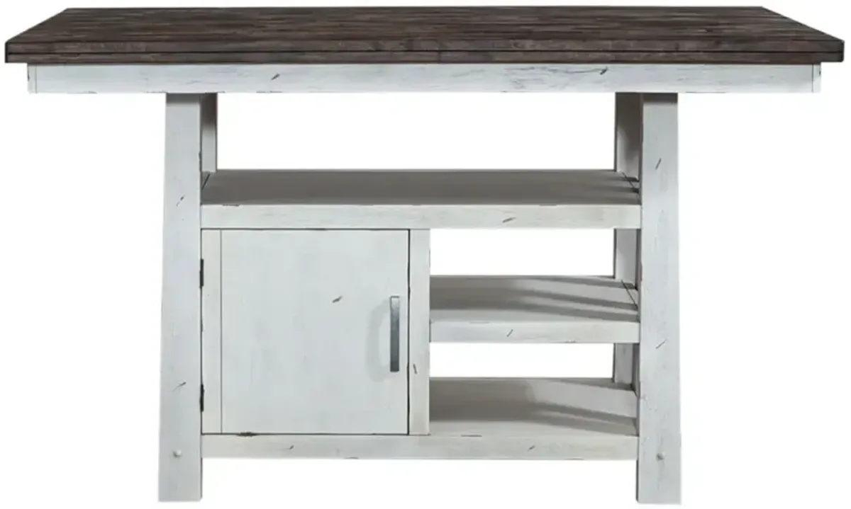 Liberty Furniture Farmhouse Brown Gathering Table with White Base