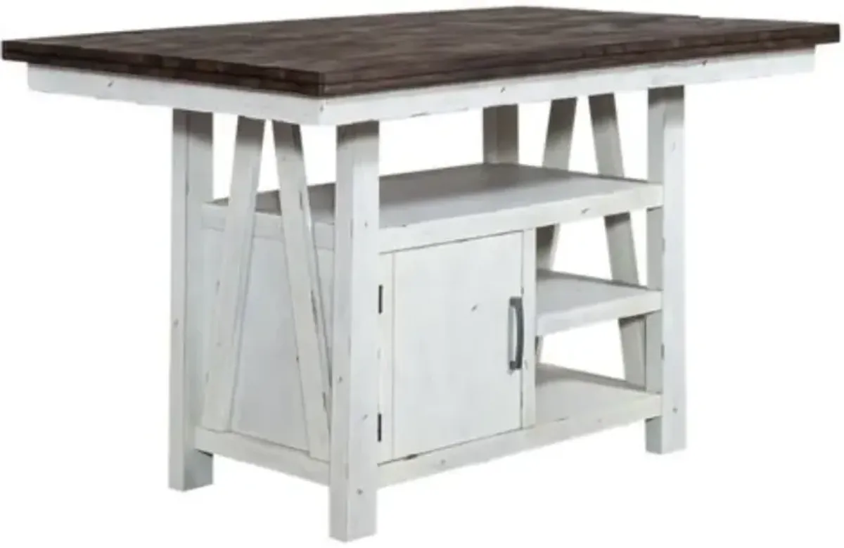 Liberty Furniture Farmhouse Brown Gartheing Table with White Pedestal Storage Base