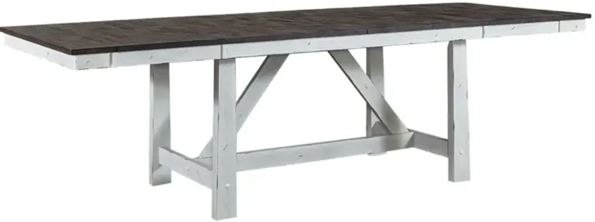 Liberty Furniture Farmhouse Brown Extendable Trestle Table with White Base