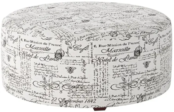 Fusion Furniture Francaise Ebony Black/White Ottoman