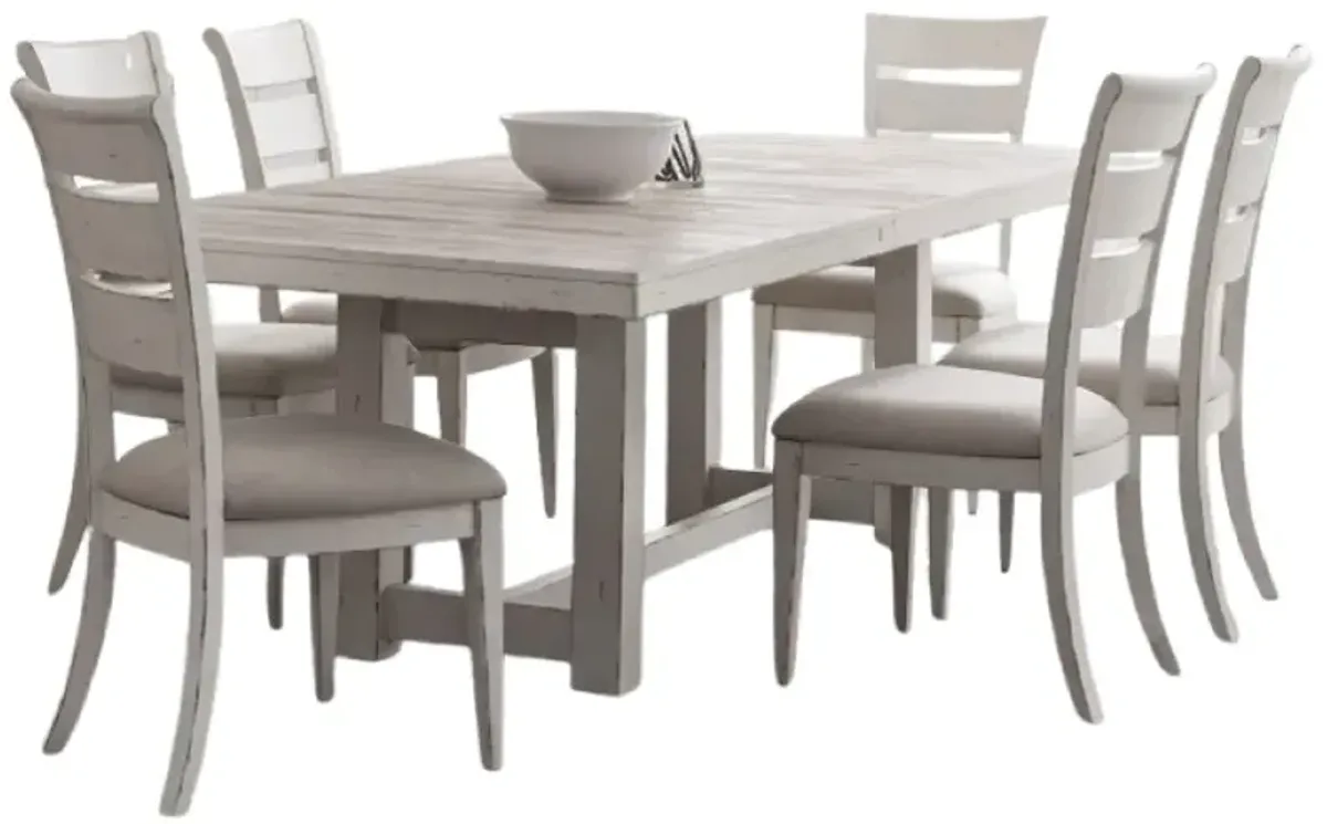 Liberty Furniture Backroads 7-Piece Parchment/Weathered White Trestle Dining Set