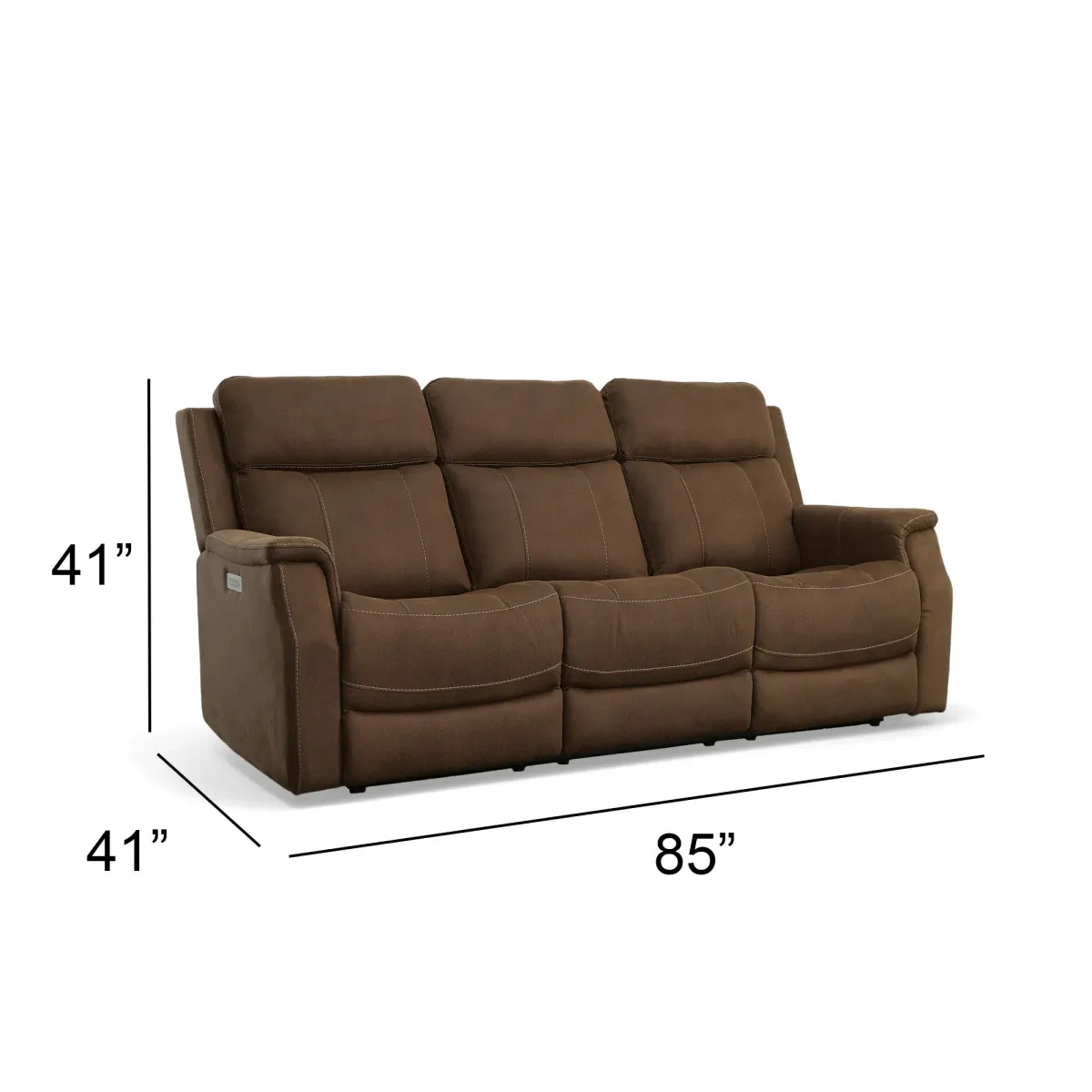 Flexsteel Easton Brown Power Reclining Sofa with Power Headrests and Lumbar