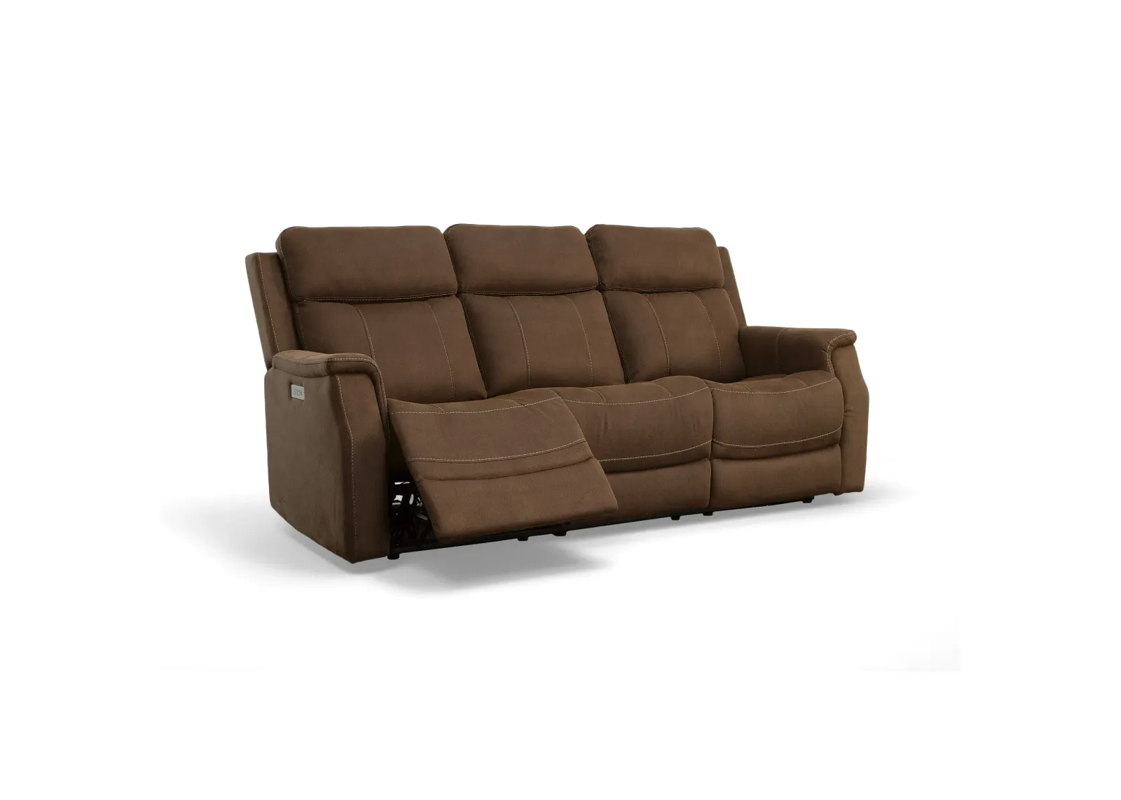 Flexsteel Easton Brown Power Reclining Sofa with Power Headrests and Lumbar