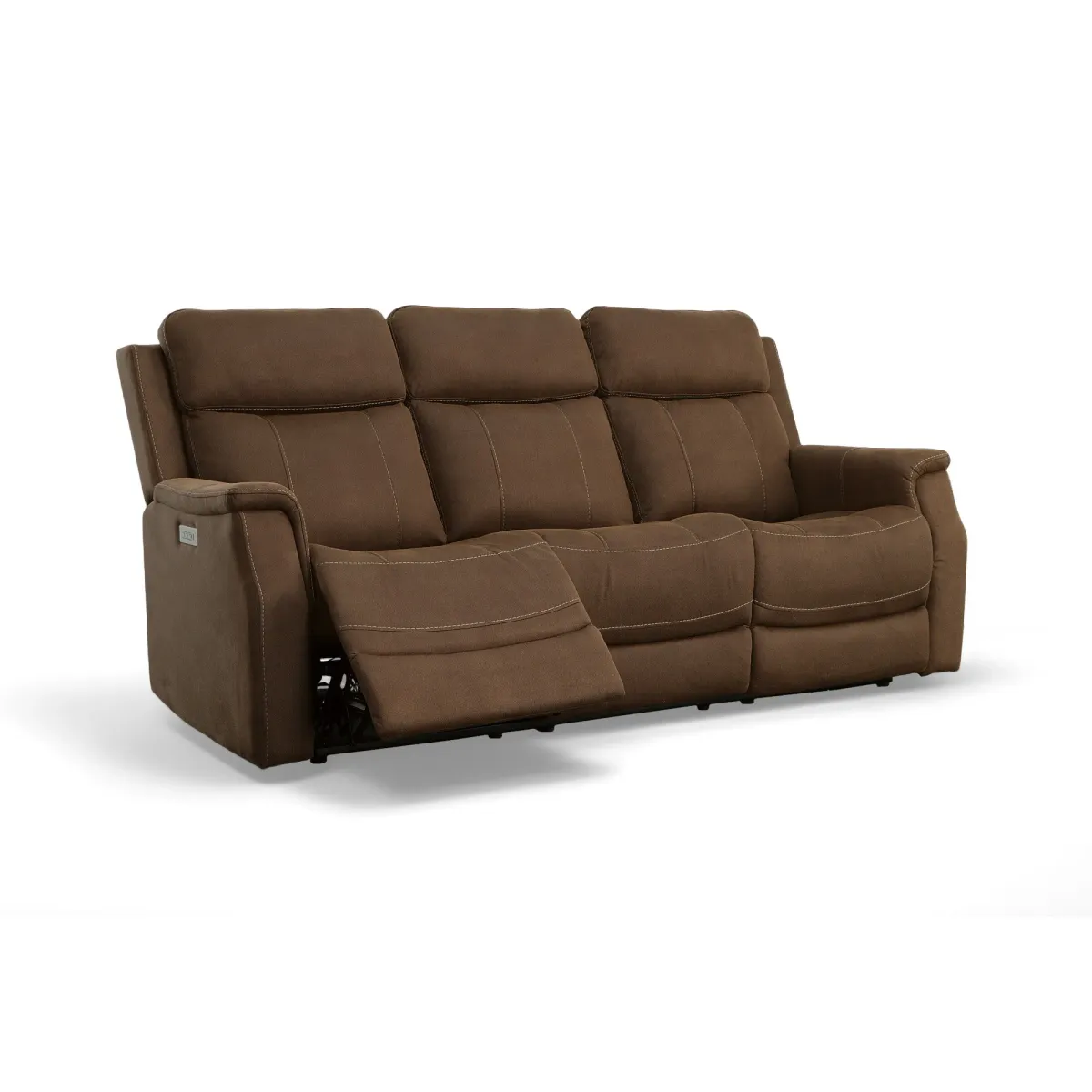 Flexsteel Easton Brown Power Reclining Sofa with Power Headrests and Lumbar