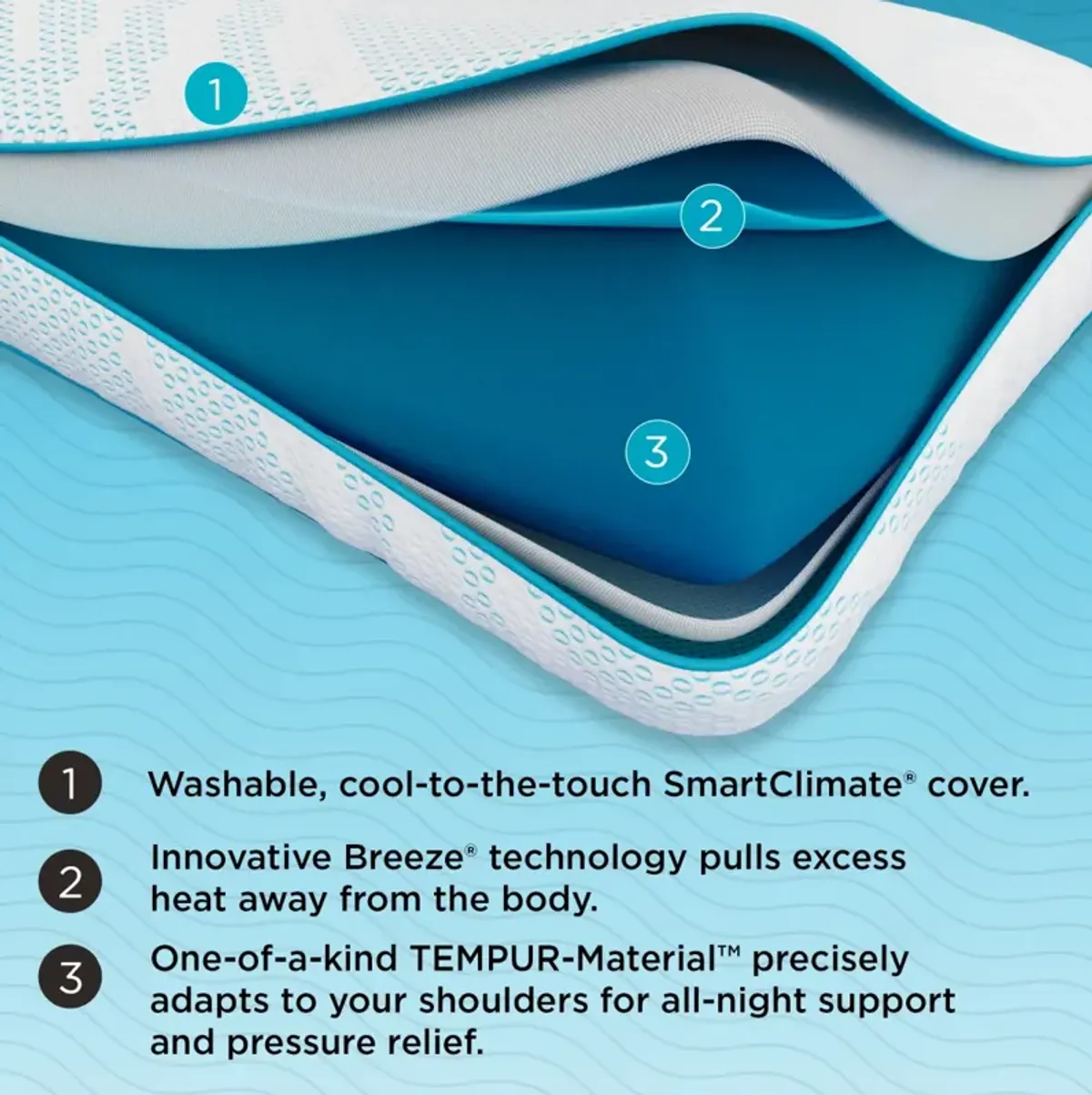 Tempur-Pedic® TEMPUR-Breeze® ProHi TEMPUR-Material King Bed Pillow