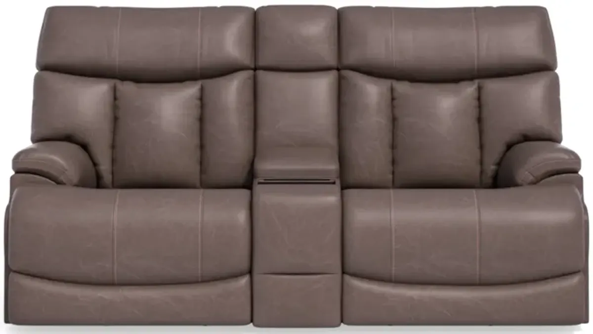 Flexsteel Ashton Power Headrest Power Recliner Console Loveseat