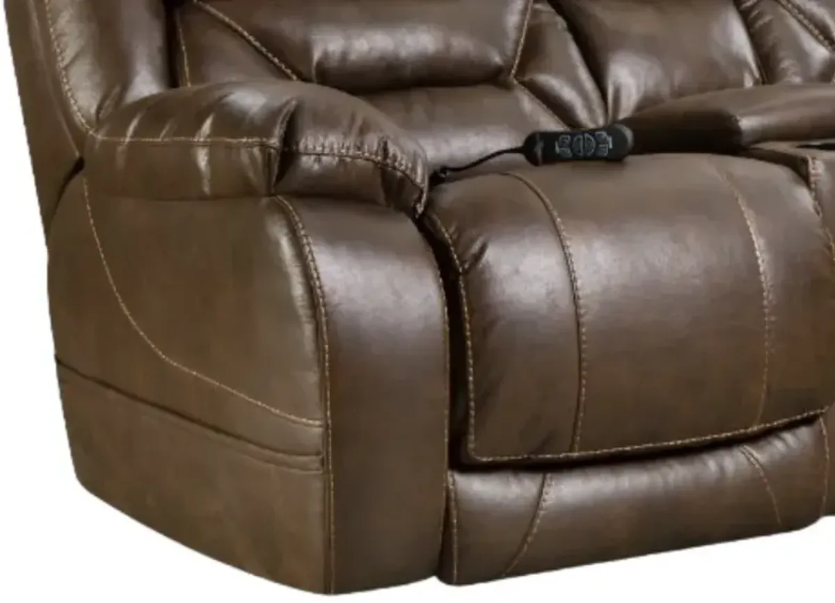 HomeStretch Enterprise Brown Power Reclining Console Loveseat