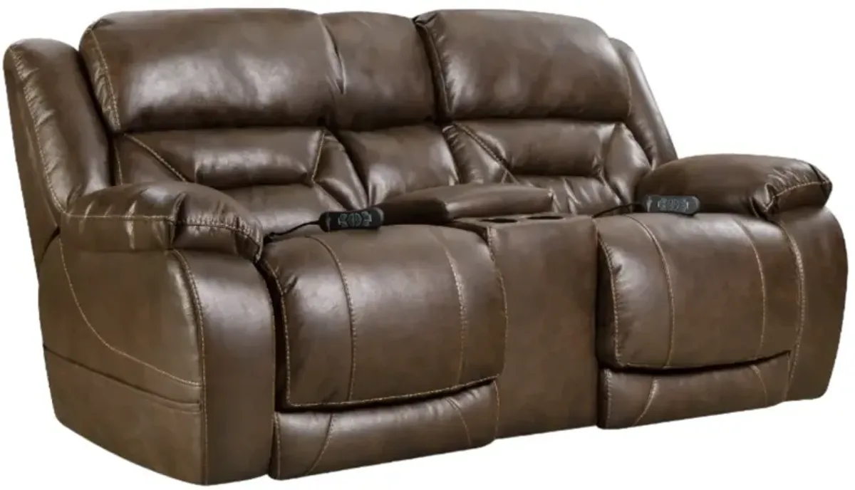 HomeStretch Enterprise Brown Power Reclining Console Loveseat