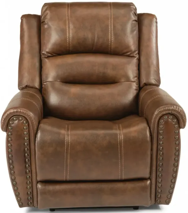 Flexsteel® Oscar Big Man's Brown Fabric Power Recliner with Power Headrest