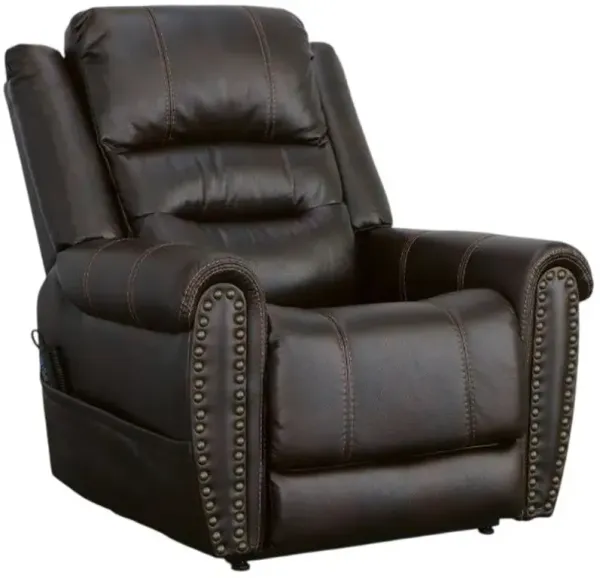Flexsteel® Oscar Big Man's Brown Fabric Power Lift Recliner with Power Headrest